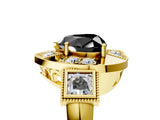 Yellow gold Milgrain Fancy Black Heart Cut Diamond Halo Split Shank Ring_5