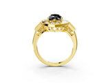 Yellow gold Milgrain Fancy Black Marquise Cut Diamond Halo Split Shank Ring_3
