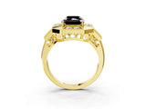 Yellow gold Milgrain Fancy Black Radiant Cut Diamond Halo Split Shank Ring_3