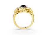 Yellow gold Milgrain Fancy Black Round Cut Diamond Halo Split Shank Ring_3