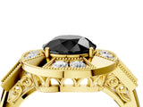 Yellow gold Milgrain Fancy Black Round Cut Diamond Halo Split Shank Ring_4