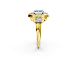 Yellow gold Milgrain Fancy Blue Asscher Cut Diamond Halo Split Shank Ring_2