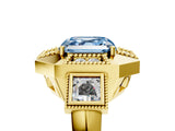 Yellow gold Milgrain Fancy Blue Asscher Cut Diamond Halo Split Shank Ring_5