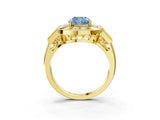 Yellow gold Milgrain Fancy Blue Cushion Cut Diamond Halo Split Shank Ring_15