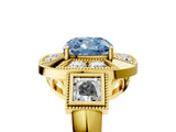 Yellow gold Milgrain Fancy Blue Cushion Cut Diamond Halo Split Shank Ring_17