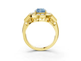 Yellow gold Milgrain Fancy Blue Cushion Cut Diamond Halo Split Shank Ring_9