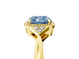 Yellow gold Milgrain Fancy Blue Cushion  Cut Diamond Ring with Tapered Pave Band and Four Prong Setting_8