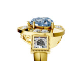 Yellow gold Milgrain Fancy Blue Heart Cut Diamond Halo Split Shank Ring_17