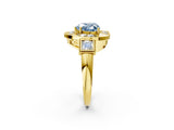 Yellow gold Milgrain Fancy Blue Heart Cut Diamond Halo Split Shank Ring_8