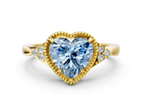 Yellow gold Milgrain Fancy Blue Heart  Cut Diamond Ring with Tapered Pave Band and Four Prong Setting_3