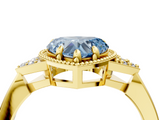 Yellow gold Milgrain Fancy Blue Heart  Cut Diamond Ring with Tapered Pave Band and Four Prong Setting_7
