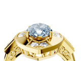Yellow gold Milgrain Fancy Blue Marquise Cut Diamond Halo Split Shank Ring_4