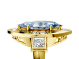 Yellow gold Milgrain Fancy Blue Marquise Cut Diamond Halo Split Shank Ring_5