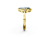 Yellow gold Milgrain Fancy Blue Marquise  Cut Diamond Ring with Tapered Pave Band and Four Prong Setting_5