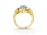 Yellow gold Milgrain Fancy Blue Oval Cut Diamond Halo Split Shank Ring_3