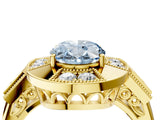 Yellow gold Milgrain Fancy Blue Oval Cut Diamond Halo Split Shank Ring_4