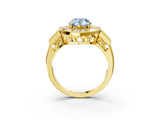 Yellow gold Milgrain Fancy Blue Pear Cut Diamond Halo Split Shank Ring_3