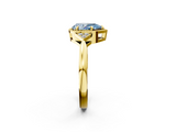 Yellow gold Milgrain Fancy Blue Pear  Cut Diamond Ring with Tapered Pave Band and Four Prong Setting_5