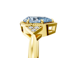 Yellow gold Milgrain Fancy Blue Pear  Cut Diamond Ring with Tapered Pave Band and Four Prong Setting_8