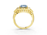 Yellow gold Milgrain Fancy Blue Princess Cut Diamond Halo Split Shank Ring_3