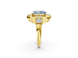 Yellow gold Milgrain Fancy Blue Radiant Cut Diamond Halo Split Shank Ring_2