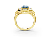 Yellow gold Milgrain Fancy Blue Radiant Cut Diamond Halo Split Shank Ring_3