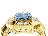 Yellow gold Milgrain Fancy Blue Radiant Cut Diamond Halo Split Shank Ring_4