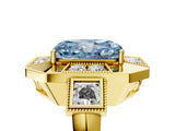 Yellow gold Milgrain Fancy Blue Radiant Cut Diamond Halo Split Shank Ring_5
