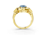 Yellow gold Milgrain Fancy Blue Round Cut Diamond Halo Split Shank Ring_3