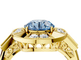 Yellow gold Milgrain Fancy Blue Round Cut Diamond Halo Split Shank Ring_4