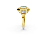 Yellow gold Milgrain Fancy Green Asscher Cut Diamond Halo Split Shank Ring_2