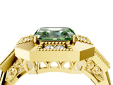 Yellow gold Milgrain Fancy Green Asscher Cut Diamond Halo Split Shank Ring_4
