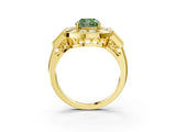 Yellow gold Milgrain Fancy Green Cushion Cut Diamond Halo Split Shank Ring_3