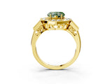Yellow gold Milgrain Fancy Green Heart Cut Diamond Halo Split Shank Ring_3