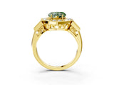 Yellow gold Milgrain Fancy Green Heart Cut Diamond Halo Split Shank Ring_9