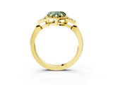 Yellow gold Milgrain Fancy Green Heart  Cut Diamond Ring with Tapered Pave Band and Four Prong Setting_20