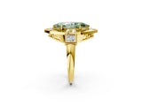 Yellow gold Milgrain Fancy Green Marquise Cut Diamond Halo Split Shank Ring_2