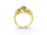 Yellow gold Milgrain Fancy Green Marquise Cut Diamond Halo Split Shank Ring_3