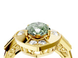 Yellow gold Milgrain Fancy Green Marquise Cut Diamond Halo Split Shank Ring_4