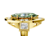 Yellow gold Milgrain Fancy Green Marquise Cut Diamond Halo Split Shank Ring_5