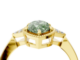 Yellow gold Milgrain Fancy Green Marquise  Cut Diamond Ring with Tapered Pave Band and Four Prong Setting_23
