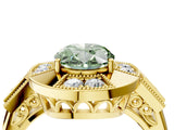 Yellow gold Milgrain Fancy Green Oval Cut Diamond Halo Split Shank Ring_4
