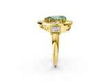 Yellow gold Milgrain Fancy Green Pear Cut Diamond Halo Split Shank Ring_2