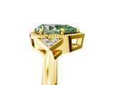 Yellow gold Milgrain Fancy Green Pear  Cut Diamond Ring with Tapered Pave Band and Four Prong Setting_8