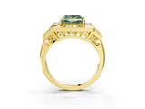 Yellow gold Milgrain Fancy Green Princess Cut Diamond Halo Split Shank Ring_3