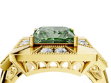 Yellow gold Milgrain Fancy Green Princess Cut Diamond Halo Split Shank Ring_4