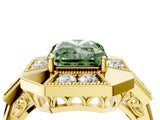 Yellow gold Milgrain Fancy Green Radiant Cut Diamond Halo Split Shank Ring_4