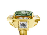 Yellow gold Milgrain Fancy Green Radiant Cut Diamond Halo Split Shank Ring_5