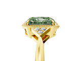 Yellow gold Milgrain Fancy Green Radiant  Cut Diamond Ring with Tapered Pave Band and Four Prong Setting_8