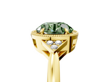 Yellow gold Milgrain Fancy Green Round  Cut Diamond Ring with Tapered Pave Band and Four Prong Setting_8
